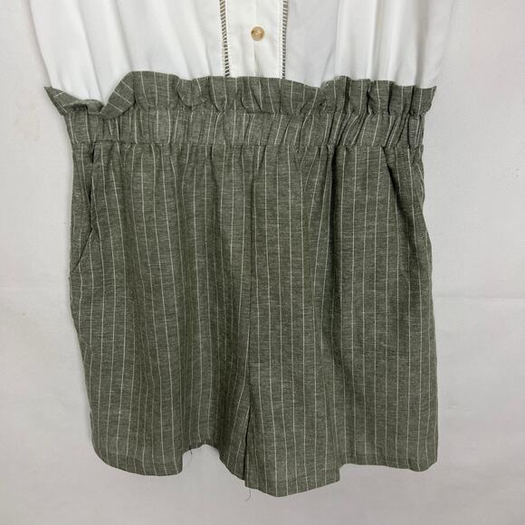 Mine Linen Blend Sleeveless Color Block Romper Size Medium - Picture 4 of 12